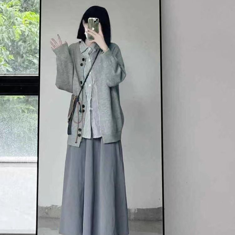 港式2023秋季新款毛衣女外套復古針織開衫毛衣百搭時尚洋氣長袖女