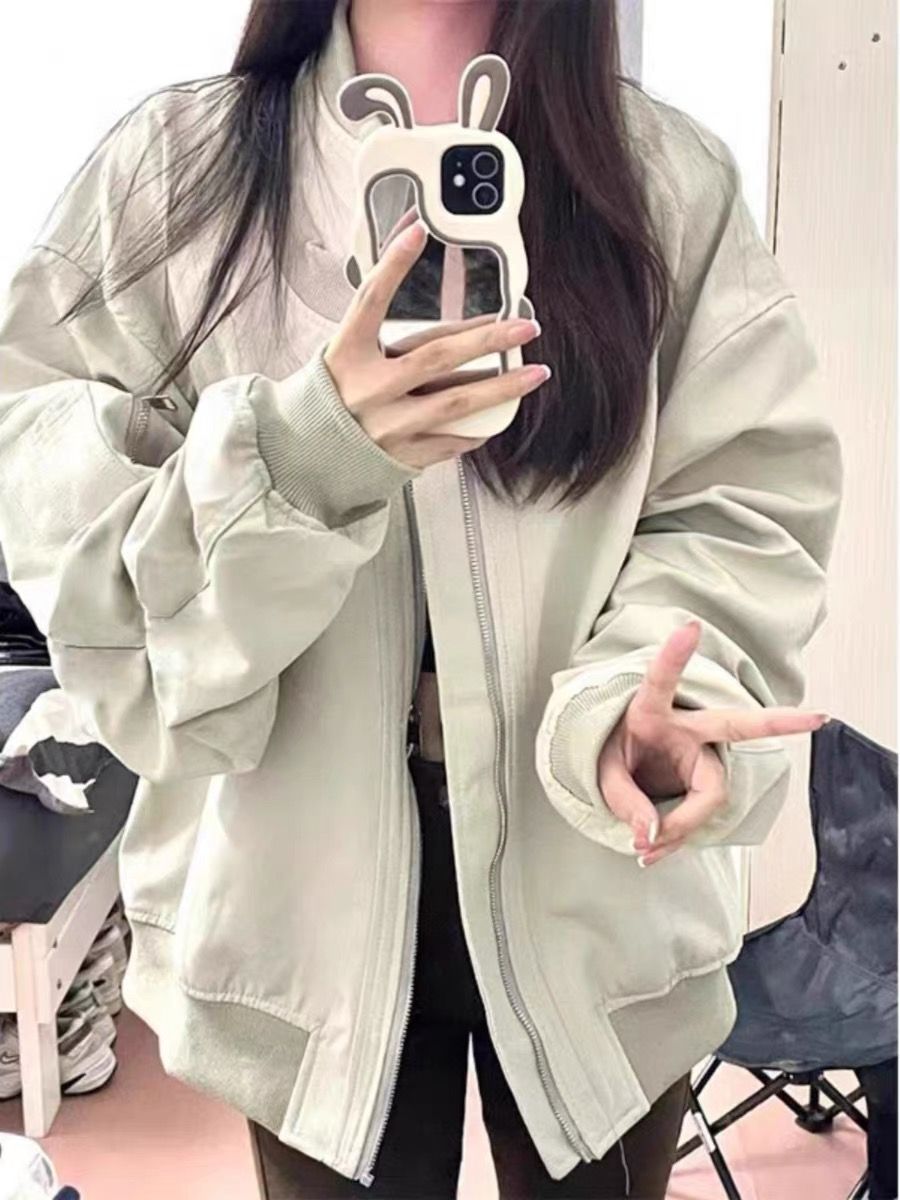 Bomber jacket design street baseball uniform for women spring and autumn new large size fat sister American retro jacket for women