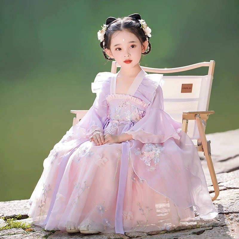 新款女童汉服春装儿童中国风唐装小女孩古装连衣裙秋款裙子