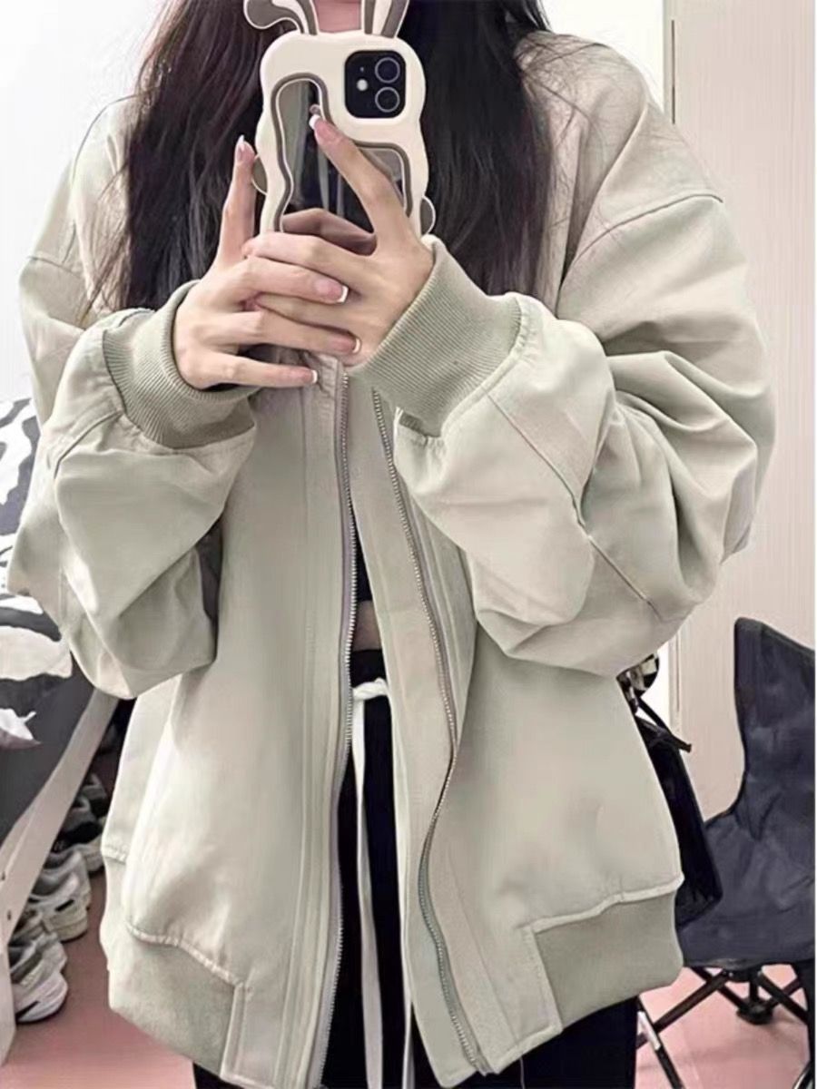 Bomber jacket design street baseball uniform for women spring and autumn new large size fat sister American retro jacket for women