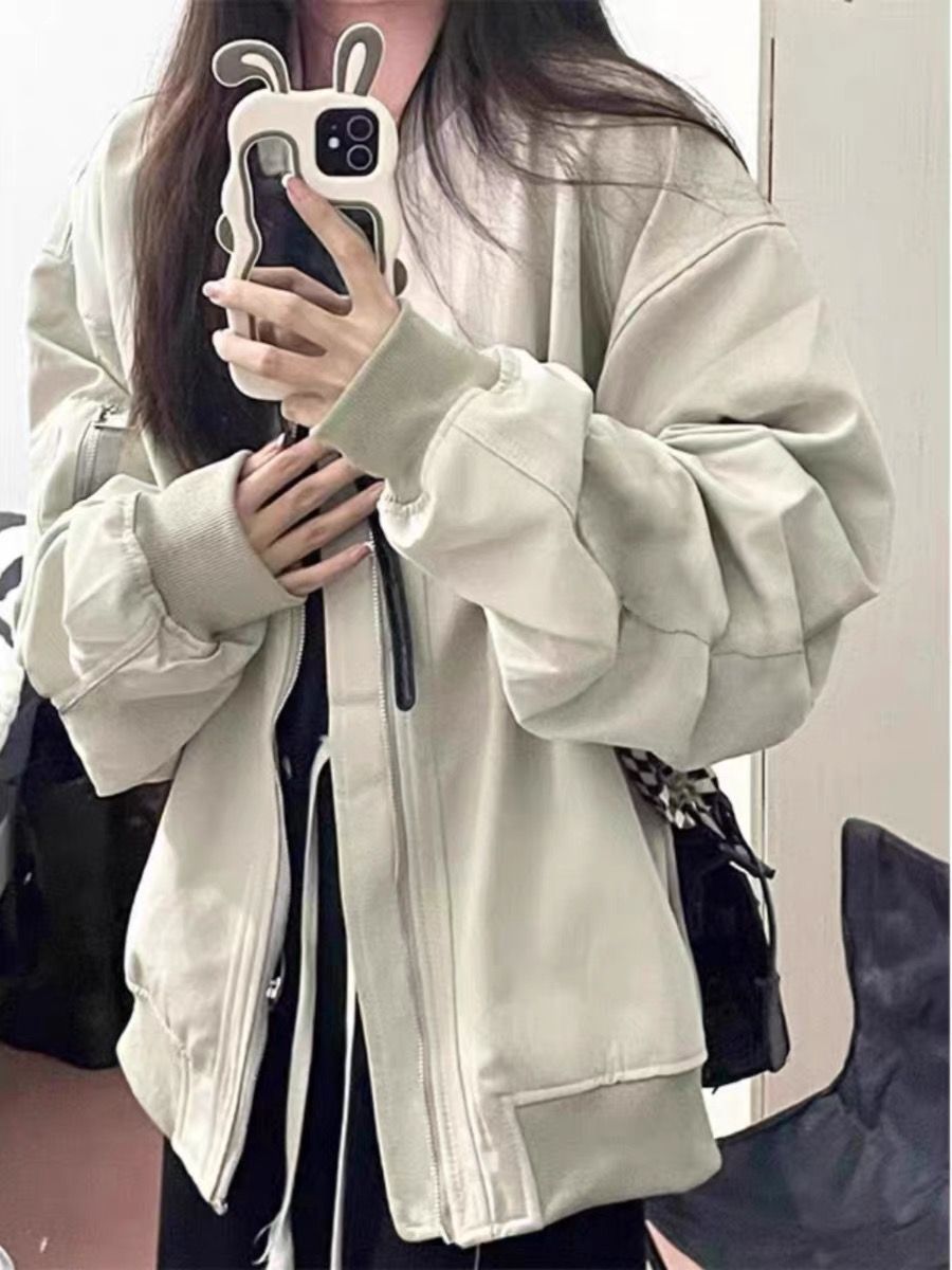 Bomber jacket design street baseball uniform for women spring and autumn new large size fat sister American retro jacket for women