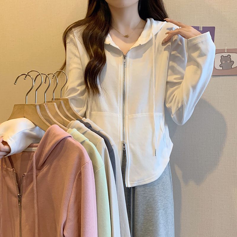 大碼胖mm2023秋季女衛衣寬鬆百搭連帽長袖開衫顯瘦上衣