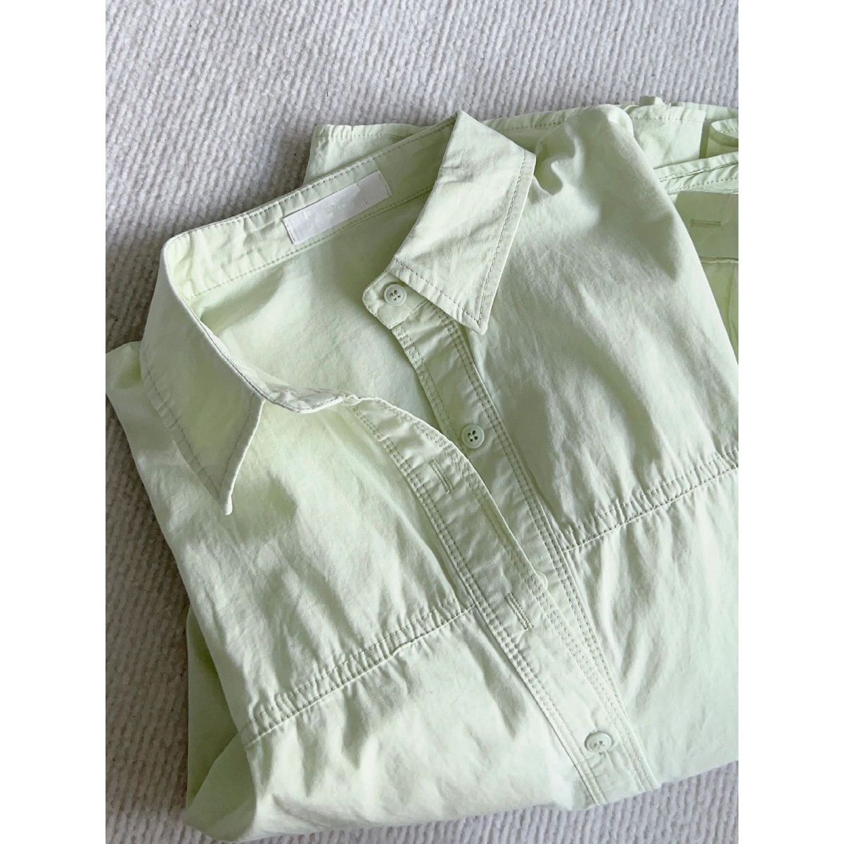 chic港风抹茶绿POLO领衬衫女秋季新款高级感超好看的长袖外套衬衣