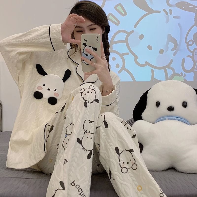 睡衣女士春秋季日系卡通網紅風長袖甜美新款開衫家居服冬季套裝爆