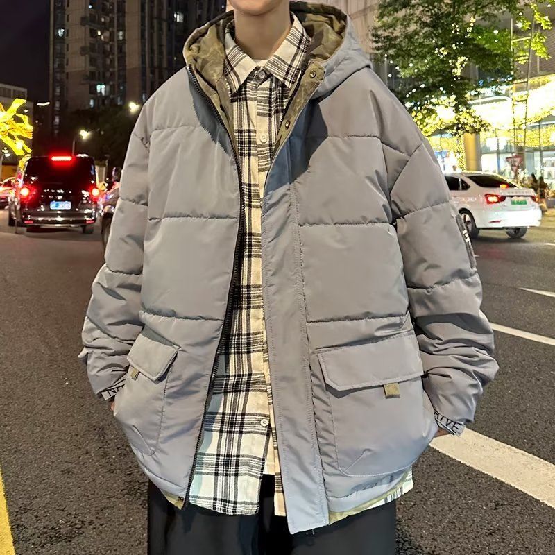 秋冬季黑色連帽棉衣男士韓版潮流羽絨服棉服2023新款百搭棉襖外套