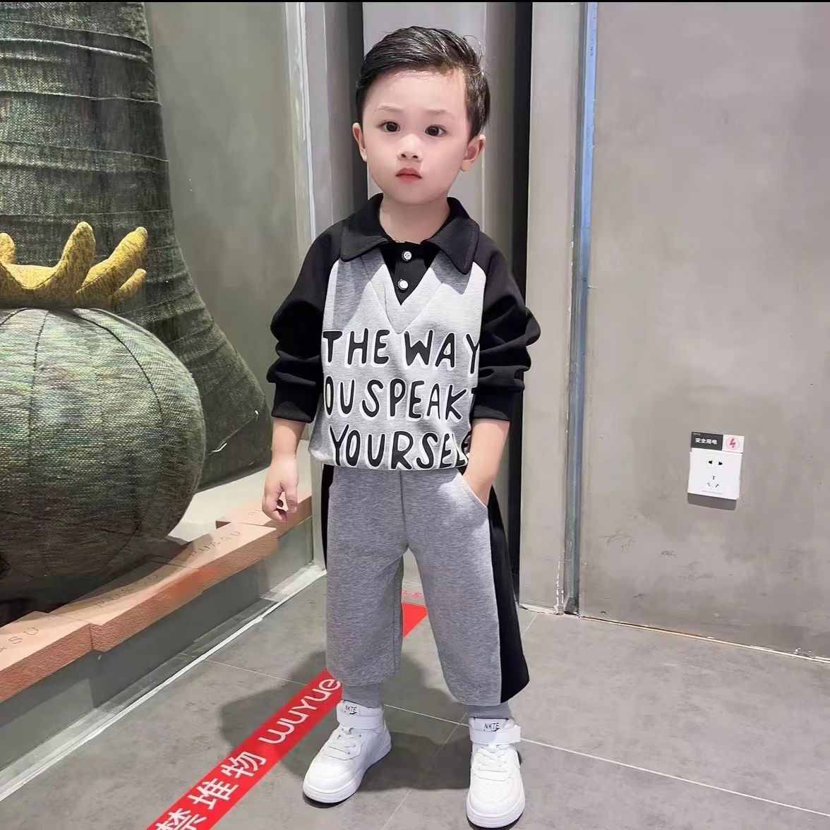 Children's Autumn Sweater Set 2023 New Baby Spring and Autumn Clothes Boys Sports Autumn Handsome and Fashionable