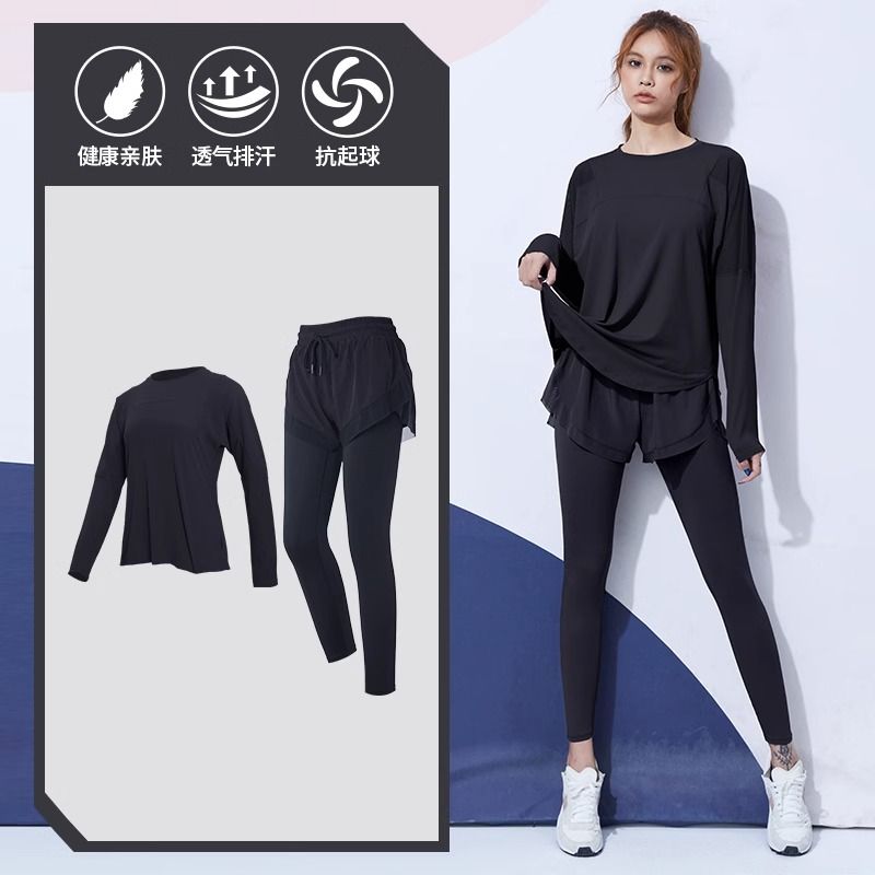 Fanstick fitness suit for women in autumn, thin, loose and flesh-covering casual sports quick-drying clothing, morning running yoga clothing