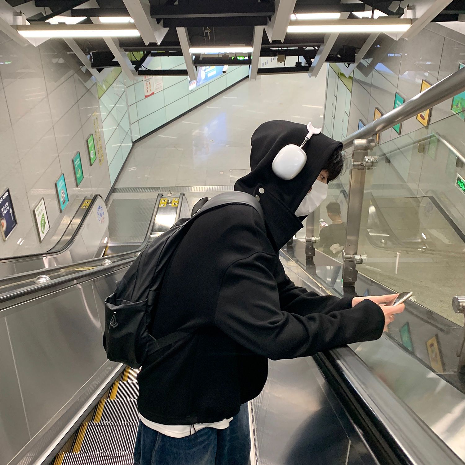 vibe國潮高領衝鋒衛衣男款連帽重磅美式機能情侶外套oversize潮牌