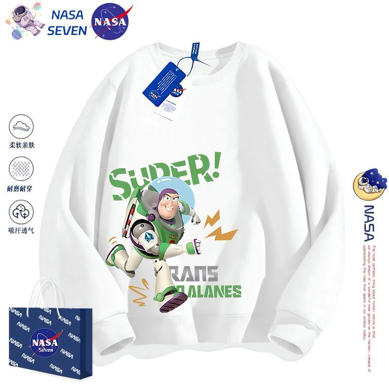 NASA cartoon Buzz Lightyear sweatshirt boy's handsome autumn and winter clothing Crayon Shin-chan pure cotton long-sleeved medium and large children's top