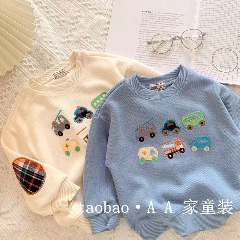 秋季日系新款卫衣 儿童小汽车刺绣洋气潮款可爱宝宝套头长袖上衣