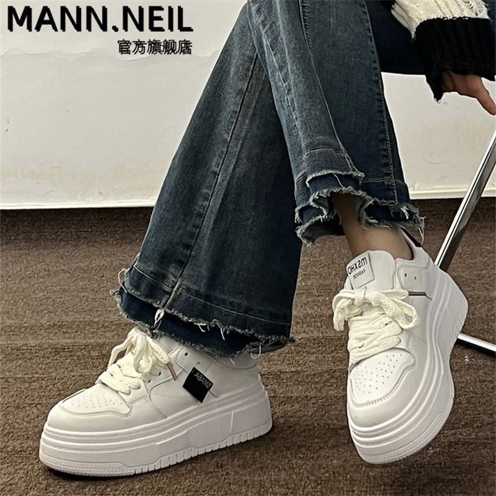 Mann Neil百搭软底时尚小白鞋女秋季爆款舒适显脚小运动板鞋