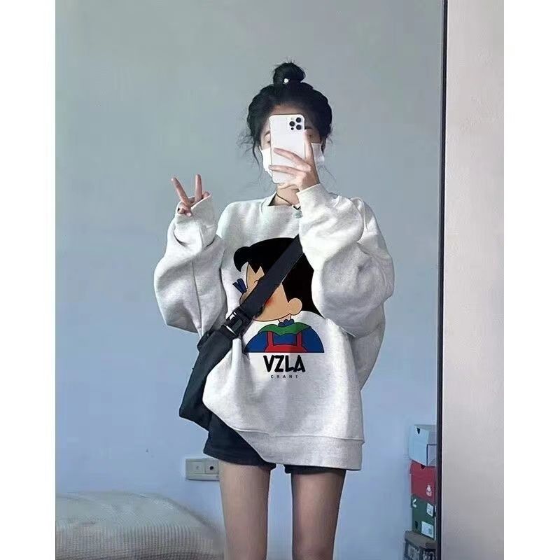 高級感超好看圓領衛衣女春秋冬薄款加絨加厚穿搭設計感小眾上衣潮