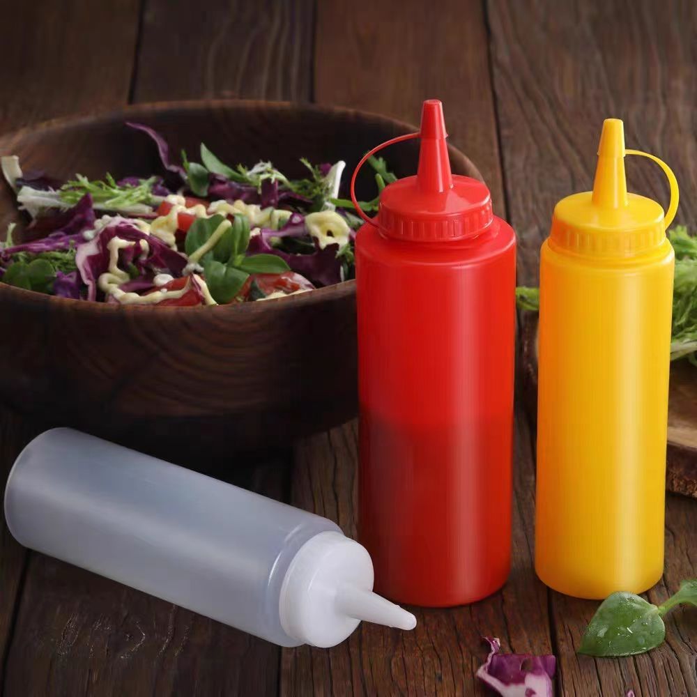 挤酱瓶番茄酱挤压瓶拉酱透明塑料尖嘴商用食品级空瓶厨房调味瓶子