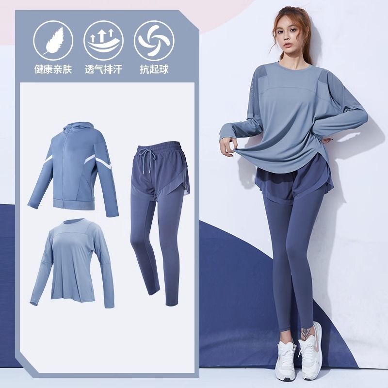 Fanstick fitness suit for women in autumn, thin, loose and flesh-covering casual sports quick-drying clothing, morning running yoga clothing