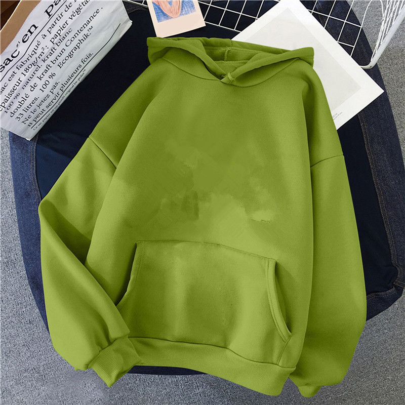 2024 autumn and winter new loose fit hooded solid color hoodie casual couple's shirt_voghion.com