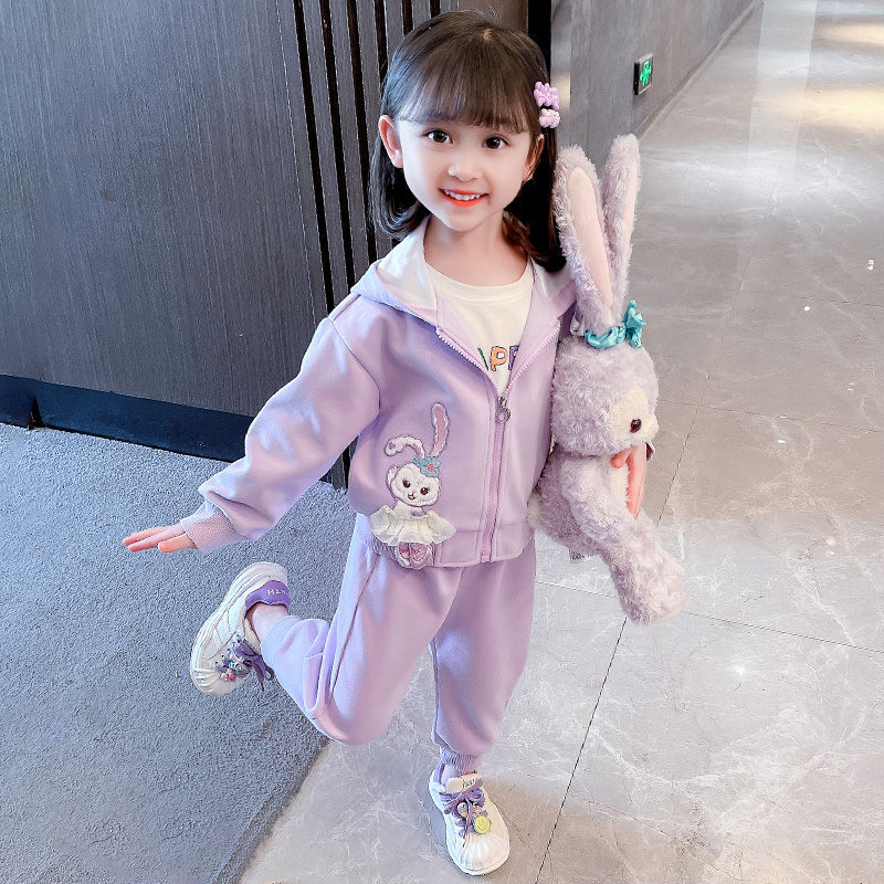 Girls Suits Spring and Autumn 2023 New Internet Celebrity Sports Fashionable Clothes Baby Fashionable Spring Children's Clothing Autumn Clothes