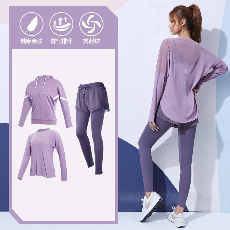 Fanstick fitness suit for women in autumn, thin, loose and flesh-covering casual sports quick-drying clothing, morning running yoga clothing