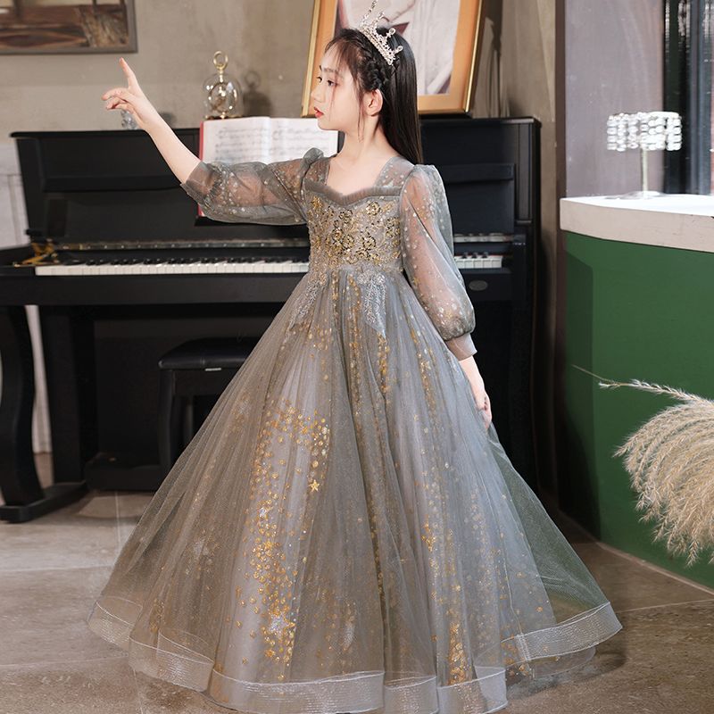 兒童禮服公主裙洋氣高端花童婚紗女童生日宴鋼琴演奏主持人演出服
