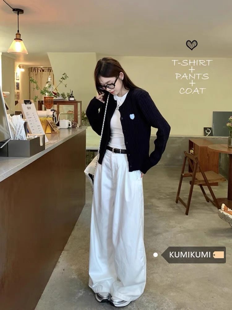 kumikumi韓系黑色麻花針織衫毛衣開衫外套女秋季短款修身顯瘦上衣