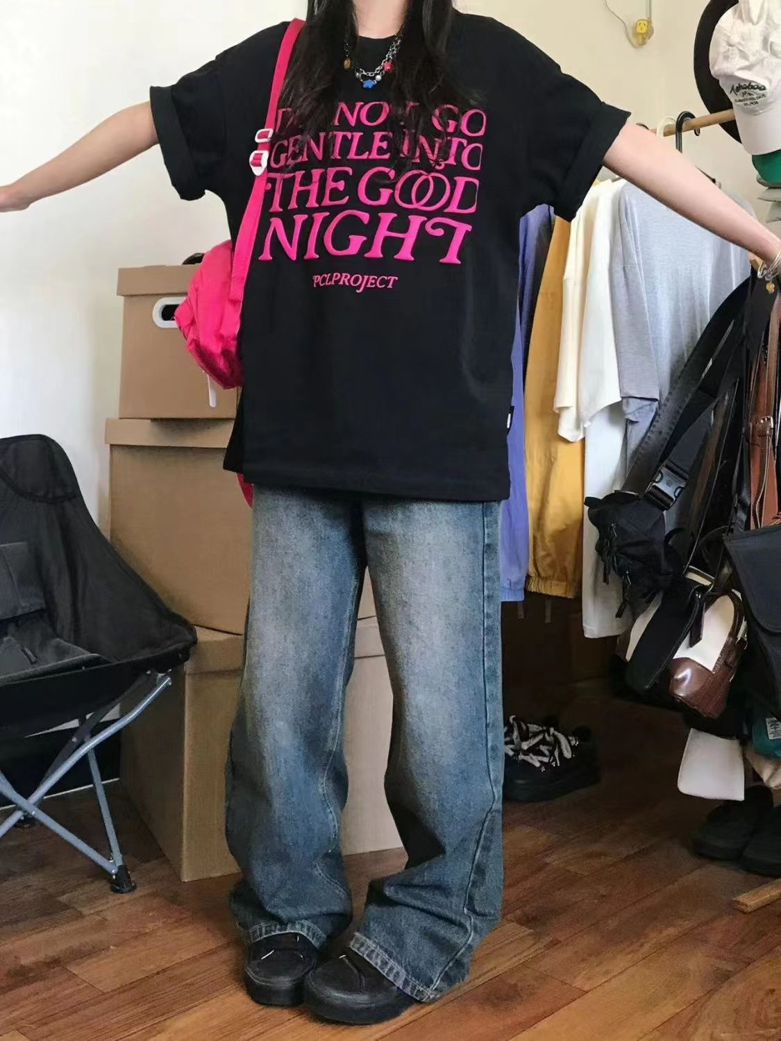 100%純棉短袖t恤女寬鬆夏季美式印花oversize百搭休閒半袖上衣服