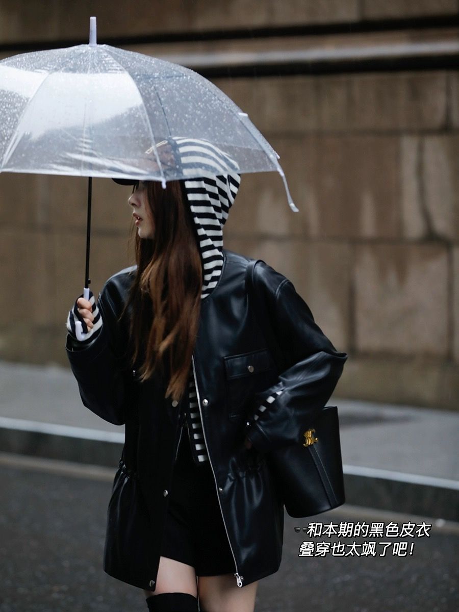 韓版高檔新款洋氣顯瘦黑白條休閒雙拉鏈條紋連帽針織衫開衫毛衣女