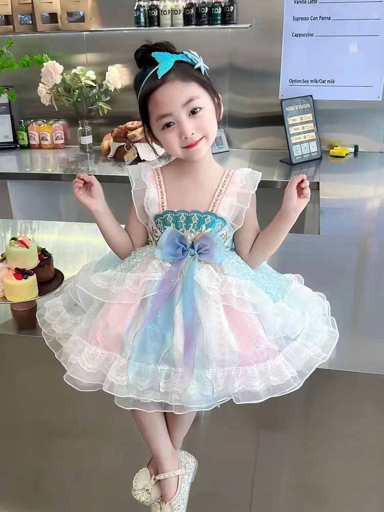 女童连衣裙夏装韩版新款儿童甜美人鱼姬公主裙女孩洋气洛丽塔裙子