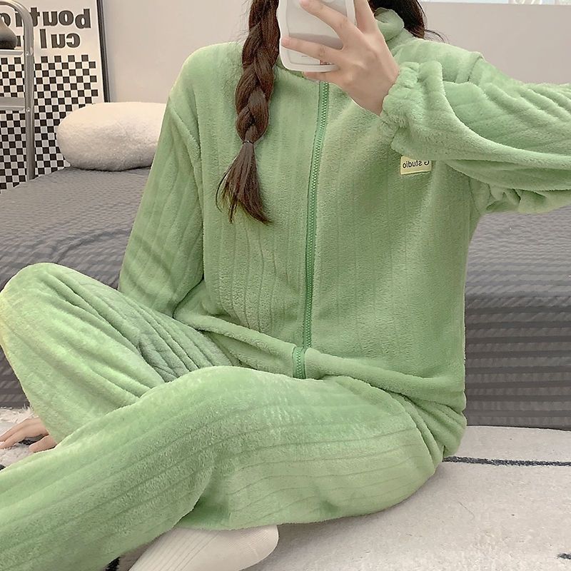 2023新款睡衣女款秋冬珊瑚絨加厚保暖ins風甜美法蘭絨女士家居服