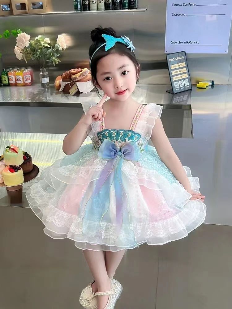 女童连衣裙夏装韩版新款儿童甜美人鱼姬公主裙女孩洋气洛丽塔裙子