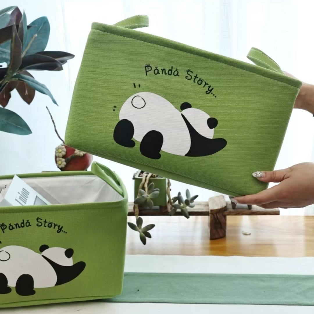 20L卡通可爱熊猫收纳筐大容量可折叠手提箱置物家用宿舍收纳箱