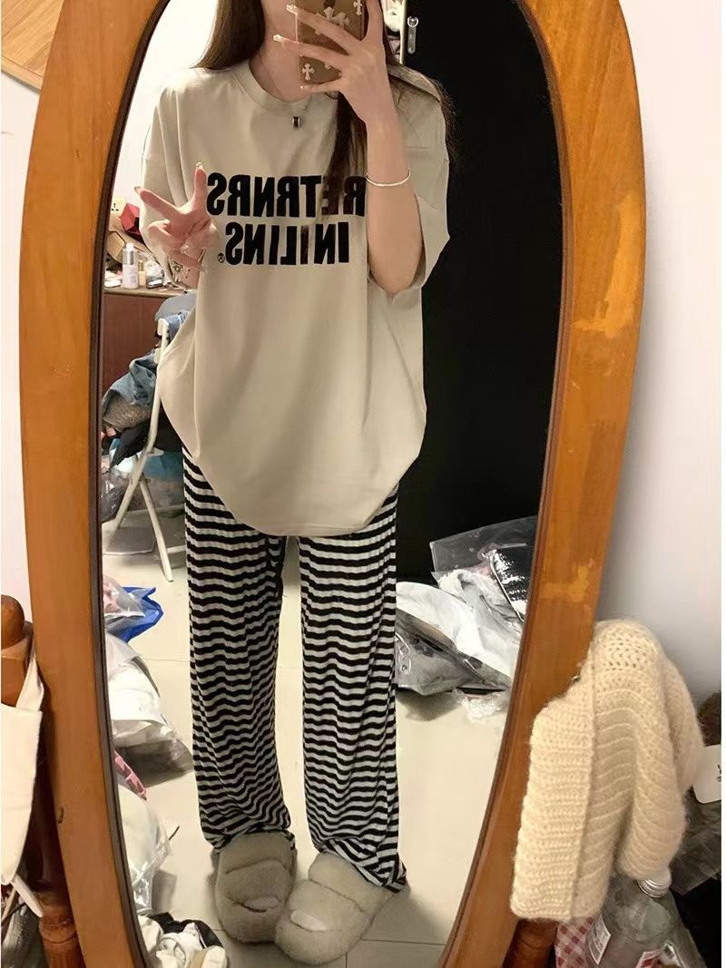 夏季新款印花純棉短袖t恤女學生韓版ins風休閒寬鬆中長款上衣服潮