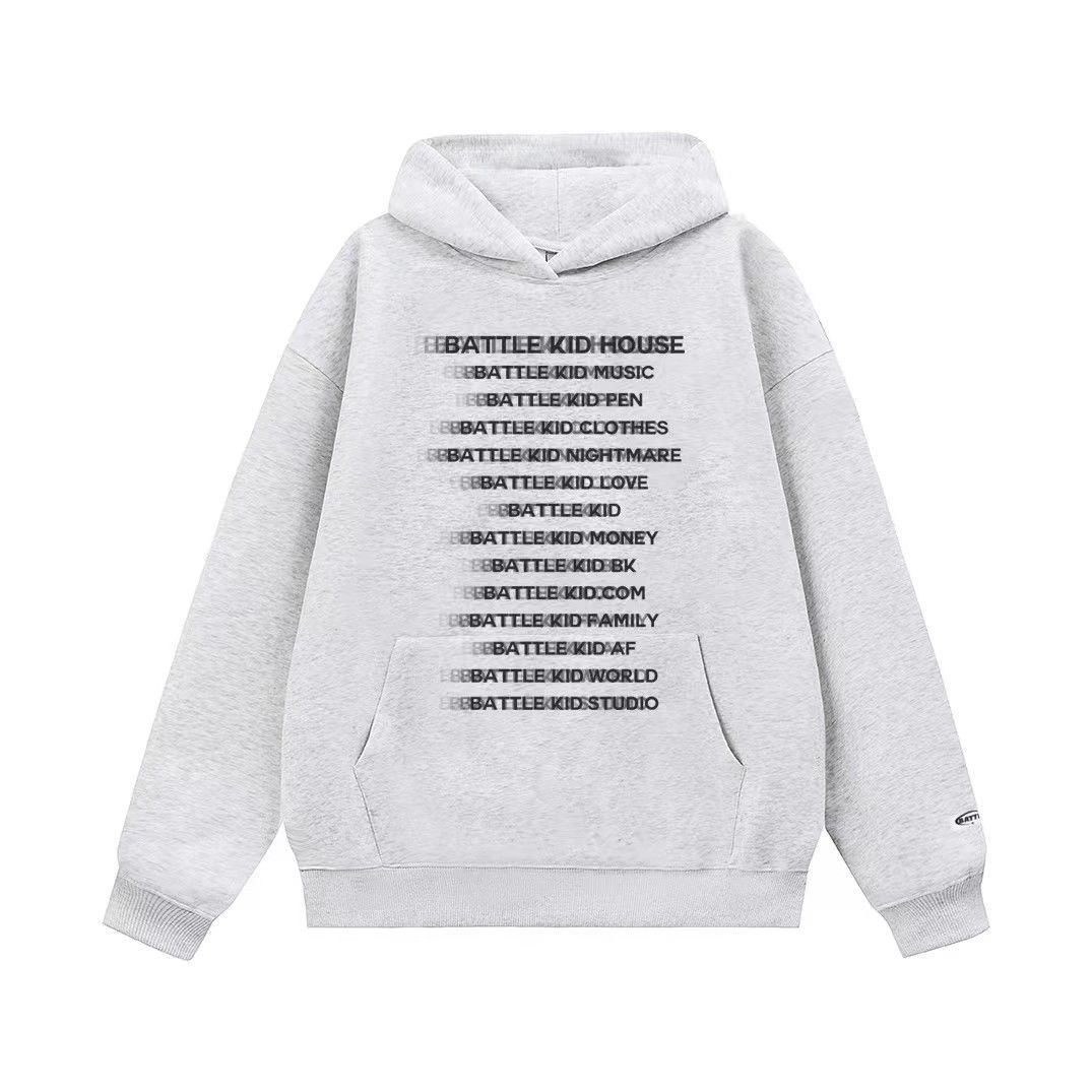 Heavy cotton national fashion American retro letter print hooded sweatshirt for women autumn and winter new loose couple coat trend