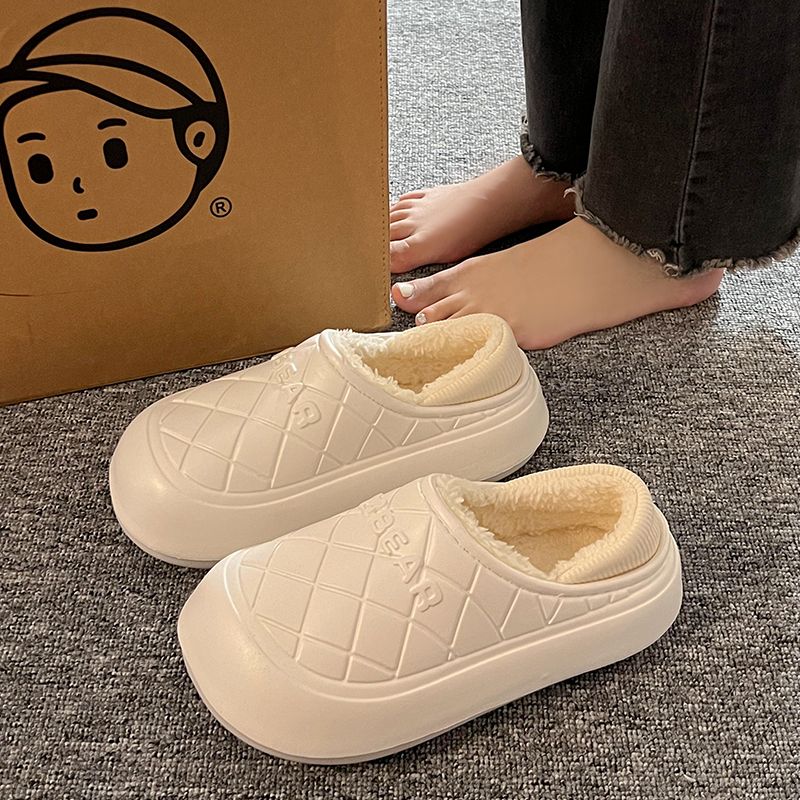 Waterproof cotton slippers for women 2023 new winter bag heel indoor home thick-soled warm anti-slip confinement cotton shoes for outer wear