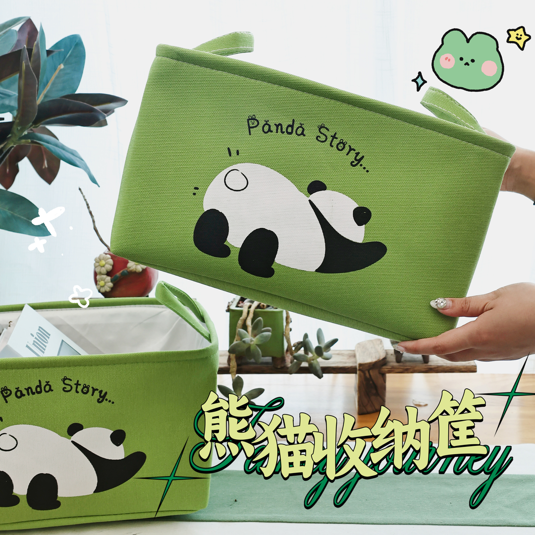 20L卡通可爱熊猫收纳筐大容量可折叠手提箱置物家用宿舍收纳箱