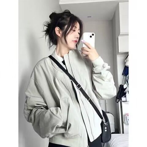 American retro Korean style jacket for women spring and autumn thin loose oversize top jacket niche ins lazy style