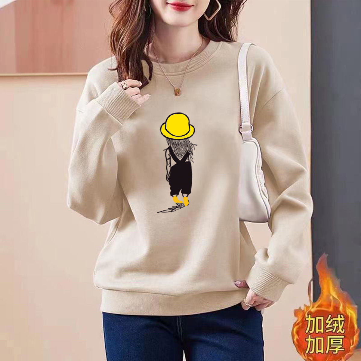 秋冬加絨加厚衛衣女新款大碼女裝韓版薄款寬鬆時尚上衣女外套潮流
