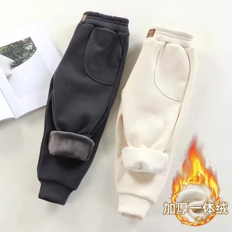 兒童韓版時尚百搭秋冬加絨休閒褲燈芯絨加厚男女童潮童褲子雙面絨