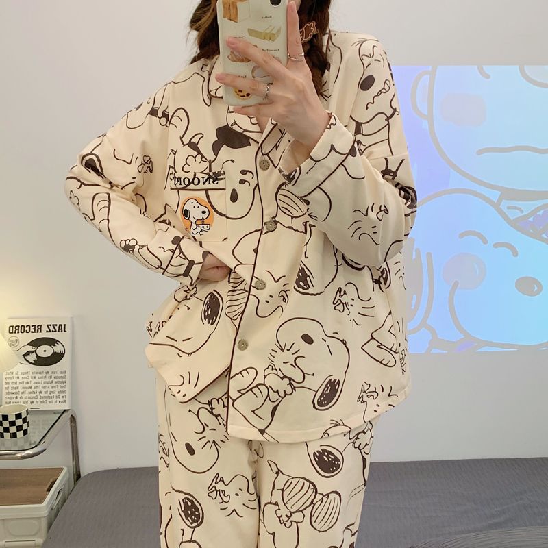 睡衣女春秋学生韩版纯棉长袖2023年新款可爱ins风卡通家居服套装
