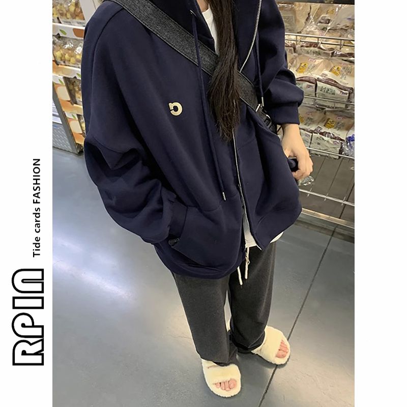 RPIN large size fat mm 300 pounds spring and autumn hooded sweatshirt for female students Korean version loose bf lazy style ins jacket trendy