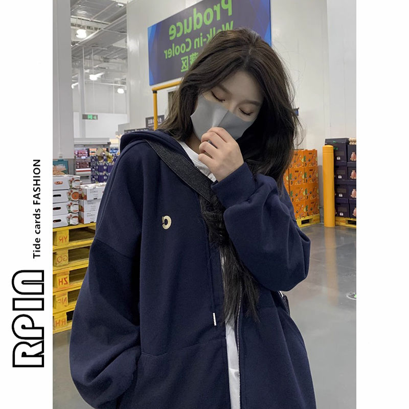 RPIN large size fat mm 300 pounds spring and autumn hooded sweatshirt for female students Korean version loose bf lazy style ins jacket trendy