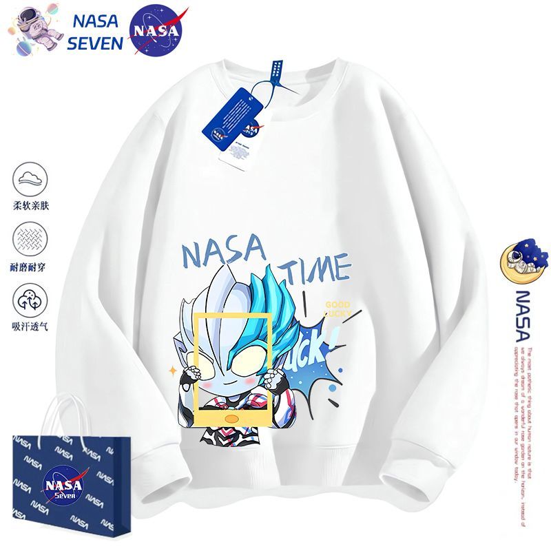 NASA奧特曼衣服兒童秋季卡通布萊澤純棉長袖衛衣男寶寶帥氣中大童