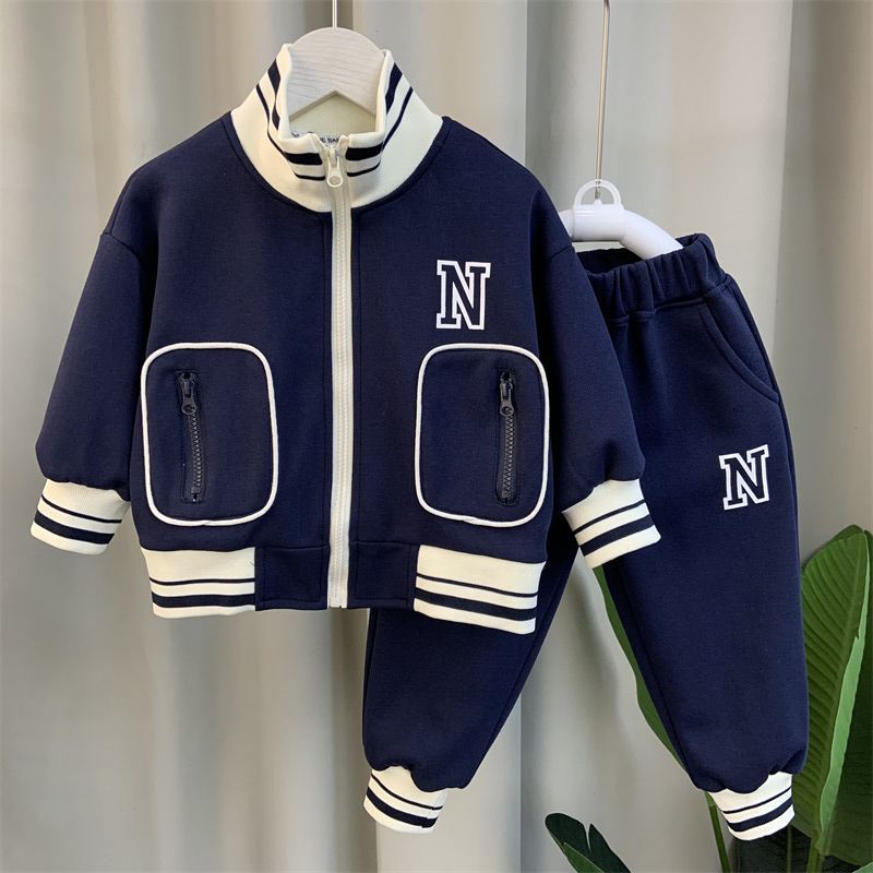 男童運動套裝春秋季2023新款兒童秋裝衣服寶寶洋氣痞酷帥棒球服潮
