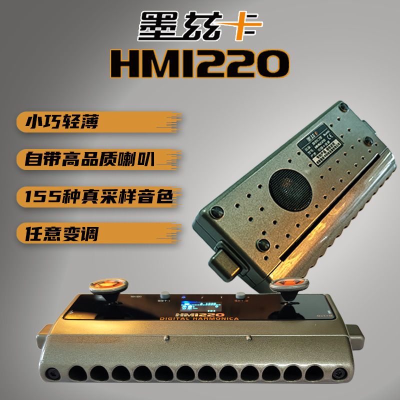 拼多多墨兹卡hm1220新款155种音色12孔半音阶电口琴数码口琴自带喇叭