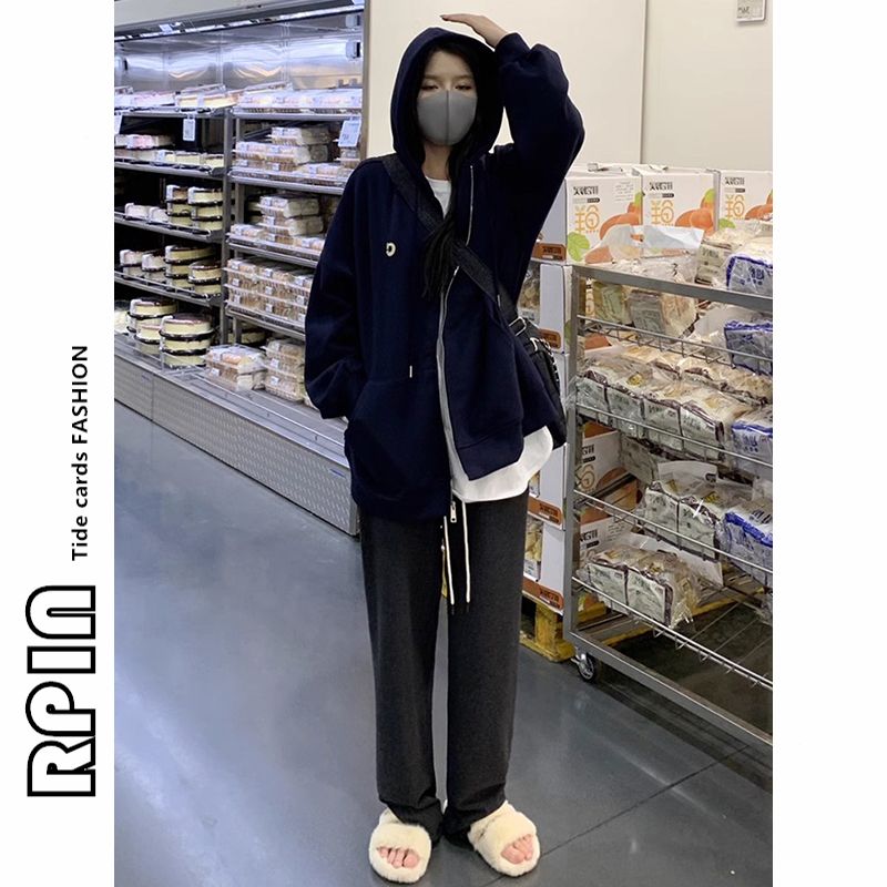 RPIN large size fat mm 300 pounds spring and autumn hooded sweatshirt for female students Korean version loose bf lazy style ins jacket trendy