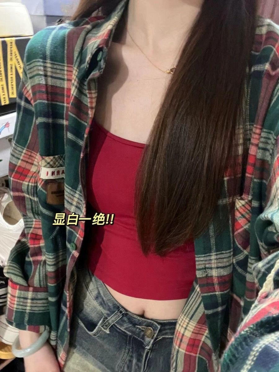日系復古格子襯衫女早秋新款設計感小眾外穿襯衫寬鬆長袖襯衫