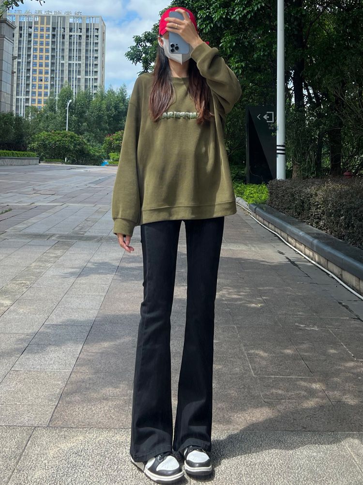YSYOURS微喇牛仔褲女春秋高腰顯瘦彈力小個子大碼胖MM馬蹄喇叭褲