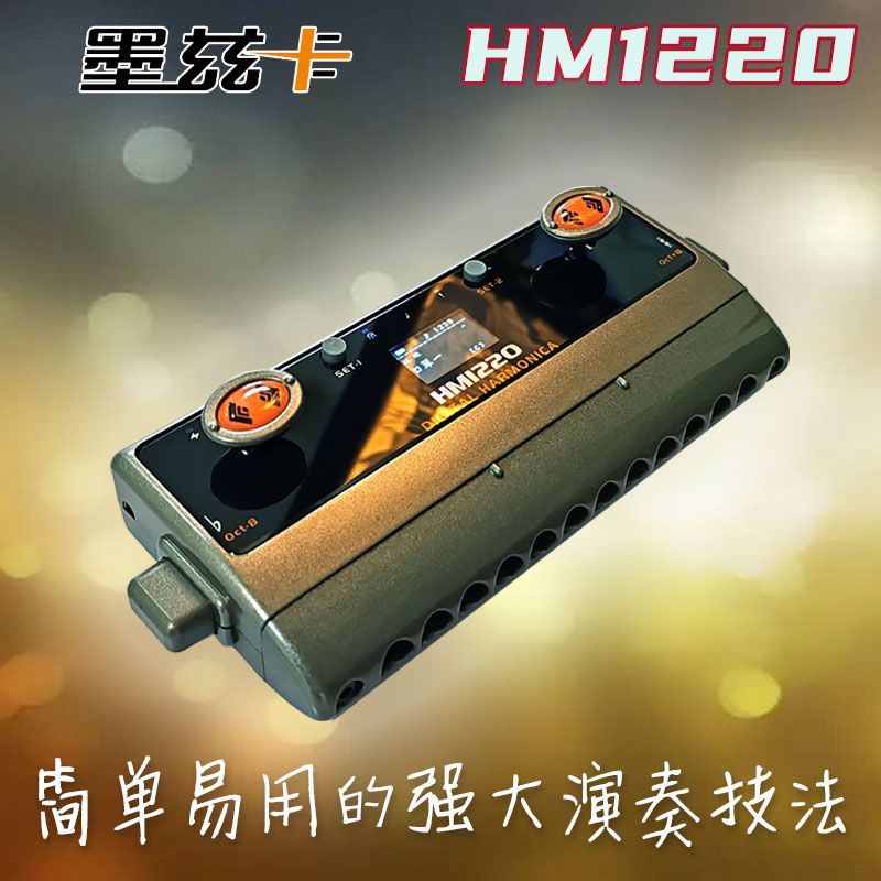 拼多多墨兹卡hm1220新款155种音色12孔半音阶电口琴数码口琴自带喇叭