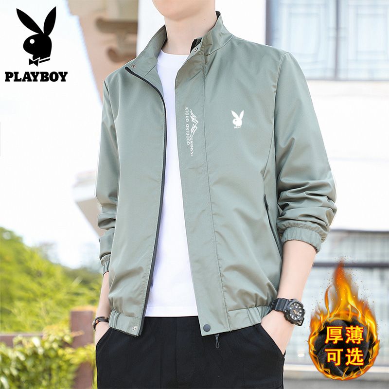 Playboy autumn and winter velvet jacket men's stand-up collar jacket young and middle-aged new loose casual versatile top