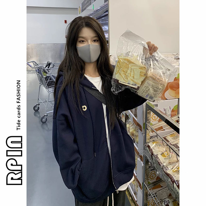 RPIN large size fat mm 300 pounds spring and autumn hooded sweatshirt for female students Korean version loose bf lazy style ins jacket trendy