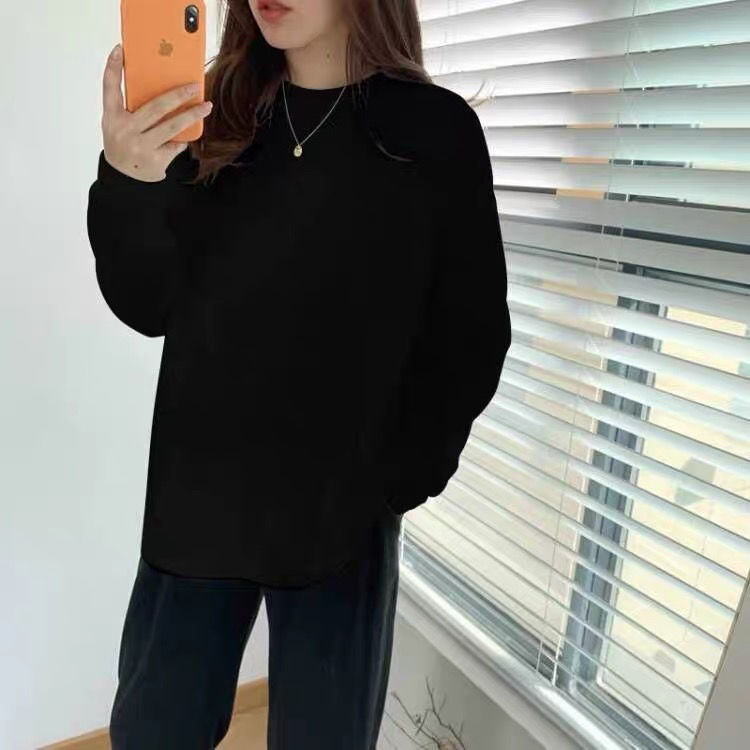 Double-sided German velvet bottoming shirt for women in autumn and winter  new long-sleeved round neck T-shirt for women with large size fat mm top