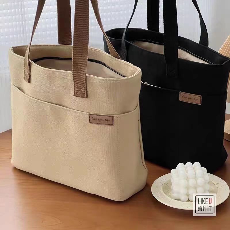 Canvas bag for women, ins forest style, versatile shoulder bag, large capacity, book storage, student class commuting bag, handbag